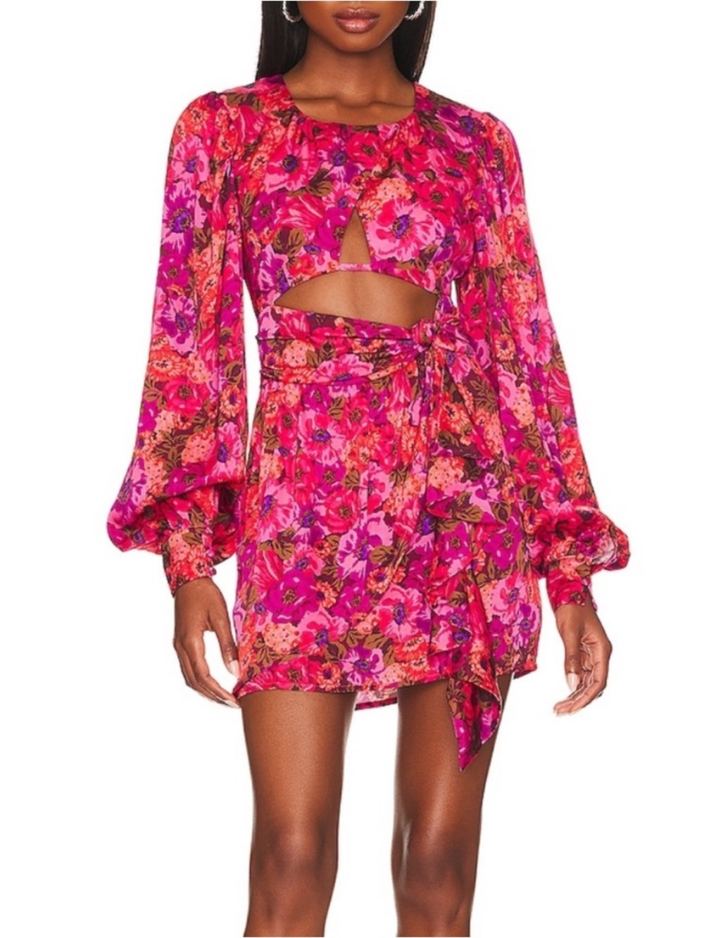 For Love and Lemons Floral Long Sleeve Cutout mini dress BNWOT